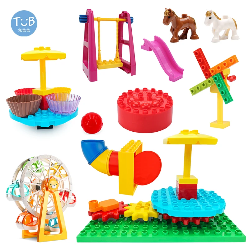 Big Building Blocks Carousel Playground Swing Music Box Pipeline Gear Windmill Parts City Bricks Assemble Interactive Gift Toys
Big Building Blocks Carousel Playground Swing Music Box Pipeline Gear Windmill Parts City Bricks Assemble Interactive Gift Toys