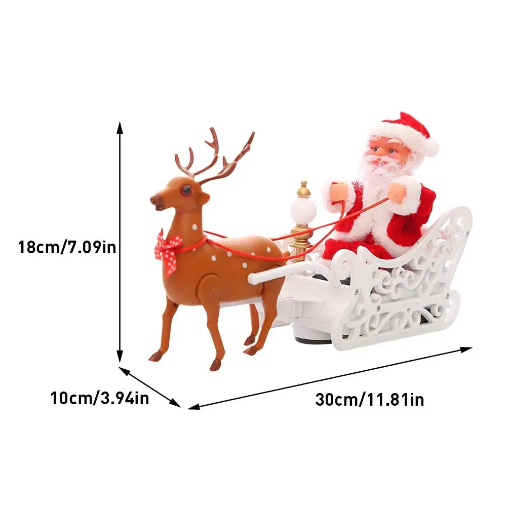 electric music santa claus doll elk pull cart christmas toy for