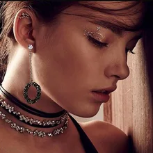 2019 promoción Brincos Brinco en Europa y los pendientes largo clásico circón conjunto Auger círculo Stud colgante temperamento femenino(China)