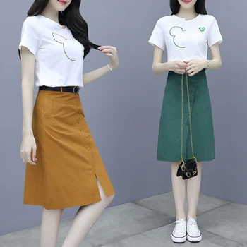Summer Fashion Tops And Skirts 2 Piece Set Women Cartoon Two Piece Sets Sequins Women Clothes Slit Skirt 2 Piece Office Sets
Summer Fashion Tops And Skirts 2 Piece Set Women Cartoon Two Piece Sets Sequins Women Clothes Slit Skirt 2 Piece Office Sets