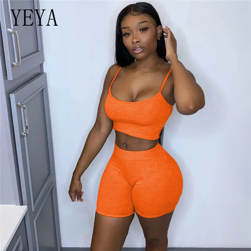 YEYA Summer Casual Two Piece Set O-neck Mini Spaghetti Strap Tops Shorts Jogger Sweatpants Suit Woman Tracksuit Matching Set
YEYA Summer Casual Two Piece Set O-neck Mini Spaghetti Strap Tops Shorts Jogger Sweatpants Suit Woman Tracksuit Matching Set