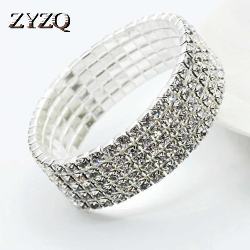 

ZYZQ Exquisite Dazzling Bracelets Luxury Women Wedding Engagement Jewelry Wrist Bracelets With Shiny Stone Wholesale Lots&Bulk