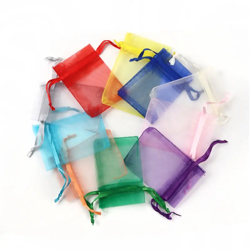 

5 PCs Organza Bags Drawstring Rectangle At Random Pouches Wedding Party Favor Jewelry Packaging Gift Bag DIY Craft 7cm x 5cm