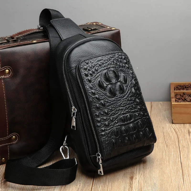 Genuine Leather Chest Pack Men's Full-grain Leather Crocodile Pattern Korean-style Trend Versitile Fashion MEN'S Messenger Bag L
Genuine Leather Chest Pack Men's Full-grain Leather Crocodile Pattern Korean-style Trend Versitile Fashion MEN'S Messenger Bag L