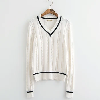 Autumn Winter British Long sleeve V-neck Twist Sweater Young Girls Student JK School Uniform Cotton Pullover Tops College style
Autumn Winter British Long sleeve V-neck Twist Sweater Young Girls Student JK School Uniform Cotton Pullover Tops College style