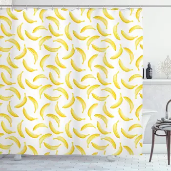 Yellow and White Shower Curtain, Cartoon Style Bananas Pattern Exotic Fresh Ripe Fruit Healthy Tropical, Cloth Fabric Bathroom
Yellow and White Shower Curtain, Cartoon Style Bananas Pattern Exotic Fresh Ripe Fruit Healthy Tropical, Cloth Fabric Bathroom