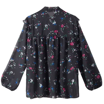 Women's Floral Print Black Blouse Sweet Ruffles Puff Sleeve Two Pieces O-neck Shirt Women Autumn Winter Tops
Women's Floral Print Black Blouse Sweet Ruffles Puff Sleeve Two Pieces O-neck Shirt Women Autumn Winter Tops