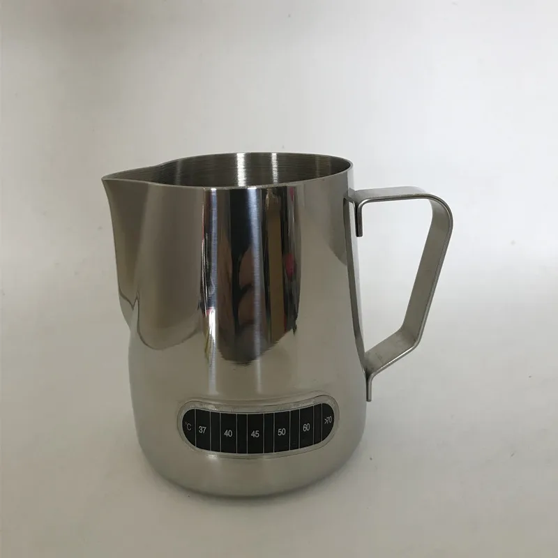 Steam Pitcher 304 Stainless Steel Steam Pitcher Fancy Coffee Pot with Measuring Cup Visual Temperature Measuring Cup
Steam Pitcher 304 Stainless Steel Steam Pitcher Fancy Coffee Pot with Measuring Cup Visual Temperature Measuring Cup