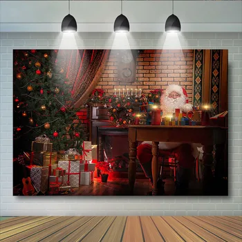Christmas Santa Claus Photography backdrop Gift Christmas Tree Party Photo background Fireplace Shiny Bells Red Background 
Christmas Santa Claus Photography backdrop Gift Christmas Tree Party Photo background Fireplace Shiny Bells Red Background