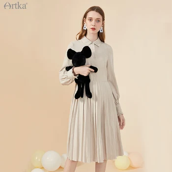 ARTKA 2020 Autumn New Women Dress Vintage Suede Turn-down Collar Pleated Long Dresses Long Sleeve Soft Shirt Dress LA25003D
ARTKA 2020 Autumn New Women Dress Vintage Suede Turn-down Collar Pleated Long Dresses Long Sleeve Soft Shirt Dress LA25003D