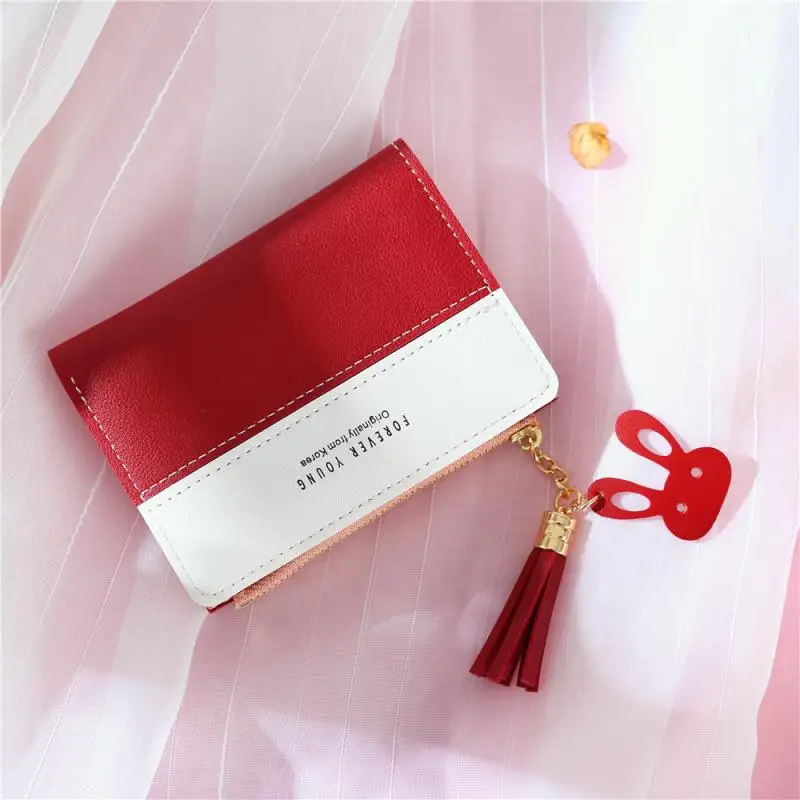 Leather Women's Wallet Contrast Letter Zipper Short Small Purses Cute Rabbit Tassel Simple Coin Purses Female Wallet Money Bag
Leather Women's Wallet Contrast Letter Zipper Short Small Purses Cute Rabbit Tassel Simple Coin Purses Female Wallet Money Bag