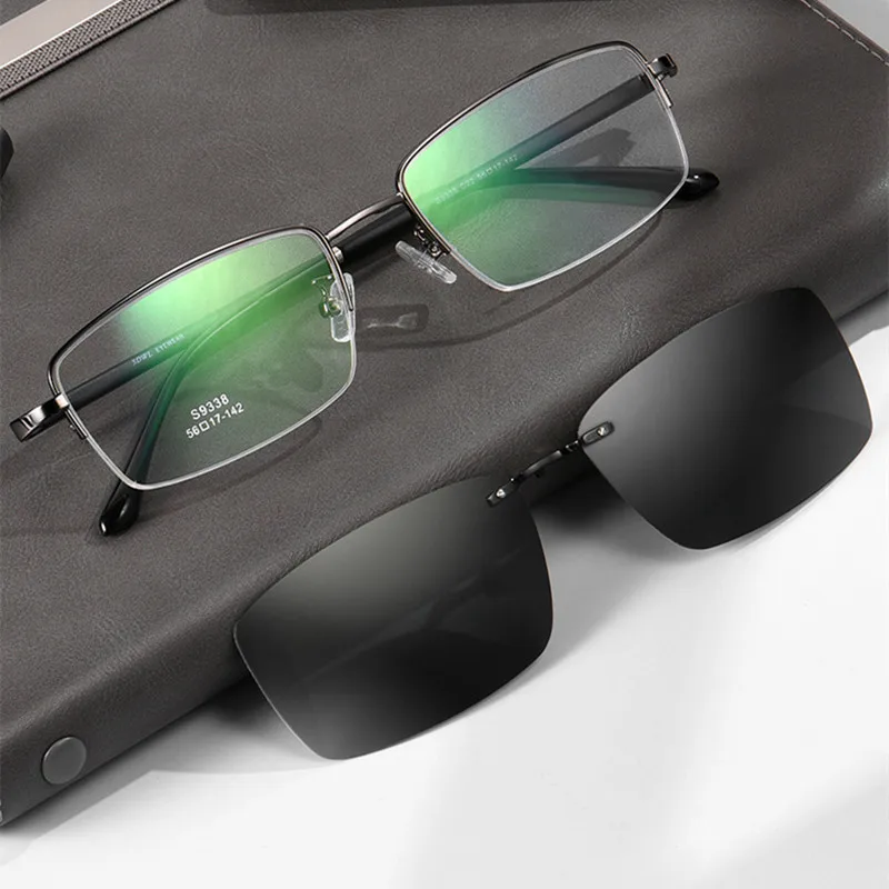 Optical Spectacle Frame Men With Clip On Sunglasses Polarized Magnetic Glasses For Male Prescription Eyeglasses Half Rim 9338
Optical Spectacle Frame Men With Clip On Sunglasses Polarized Magnetic Glasses For Male Prescription Eyeglasses Half Rim 9338