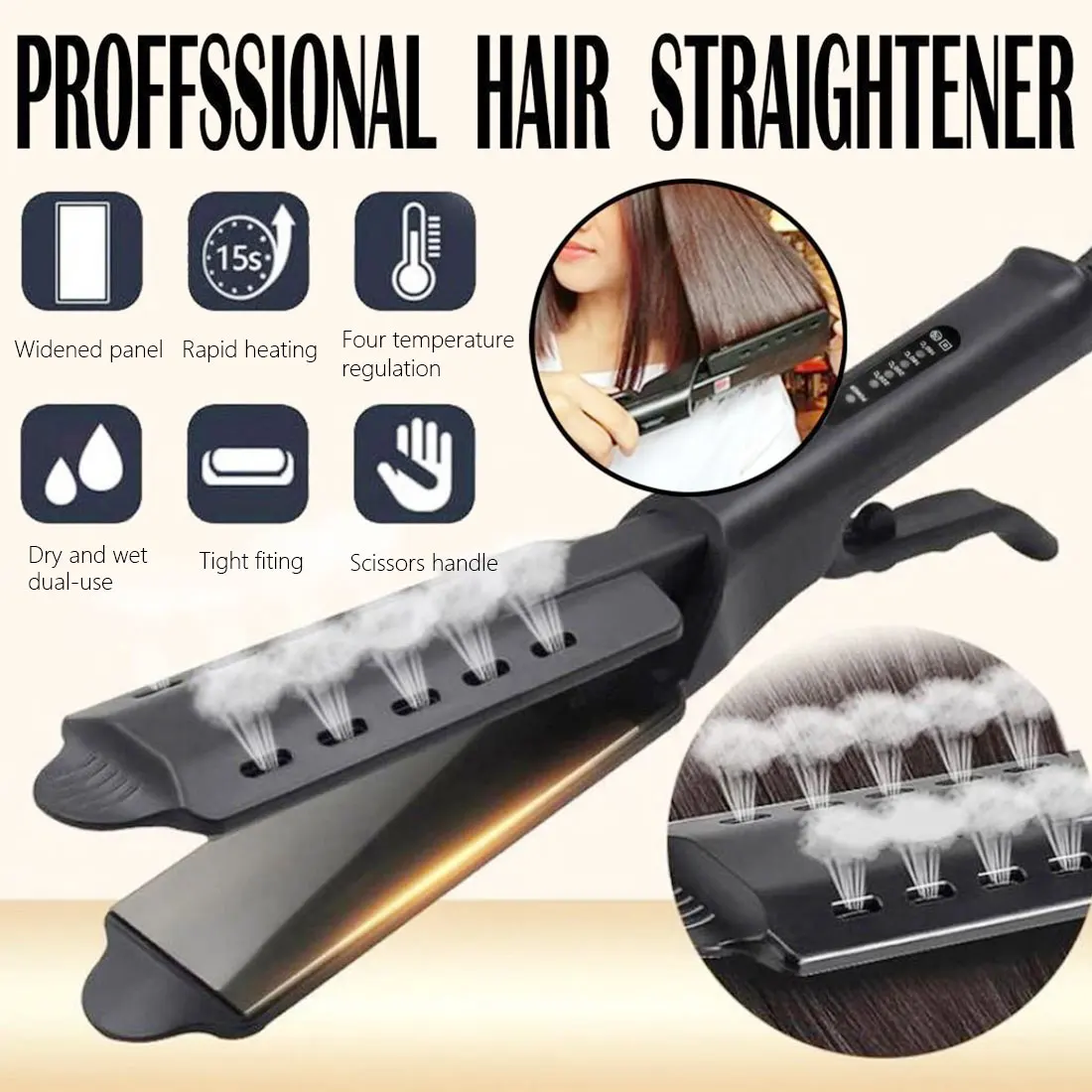 4-Gear Adjustment Straightening Irons Fast Warm-up Thermal Performance Tourmaline Ceramic Heating Plate Hair Straightener
4-Gear Adjustment Straightening Irons Fast Warm-up Thermal Performance Tourmaline Ceramic Heating Plate Hair Straightener