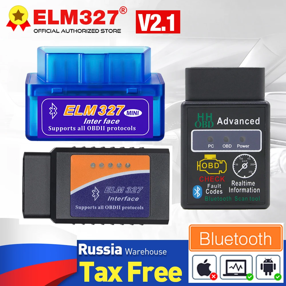 Elm327 Obd2 сканер 2 1 Bluetooth-совместимый для Android Torque OBDII Мини ELM 327 считыватель кодов