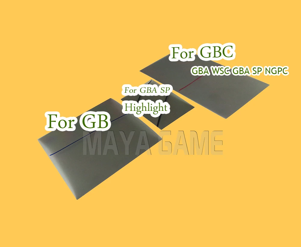 3pcs Game screen polarizer For GB GBA SP Highlight GBC GBA WSC GBA SP NGPC Backlit Screen Modify Part Polarizing film
3pcs Game screen polarizer For GB GBA SP Highlight GBC GBA WSC GBA SP NGPC Backlit Screen Modify Part Polarizing film