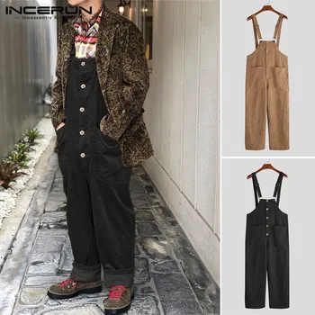 Men Corduroy Jumpsuits Loose Solid Bib Pants Button 2020 Pockets Overalls Streetwear Casual Men Rompers Suspenders S-5XL INCERUN
Men Corduroy Jumpsuits Loose Solid Bib Pants Button 2020 Pockets Overalls Streetwear Casual Men Rompers Suspenders S-5XL INCERUN