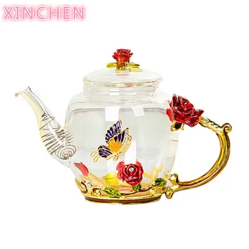 Red Rose Enamel Crystal Flower Glass Teapot for Hot and Cold Drinks Home Drinkware Office Water Kettle Tea Set Coffee Pot
Red Rose Enamel Crystal Flower Glass Teapot for Hot and Cold Drinks Home Drinkware Office Water Kettle Tea Set Coffee Pot
