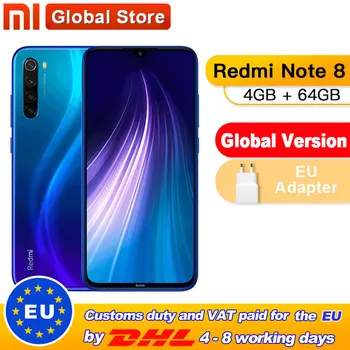 Global Version Xiaomi Redmi Note 8 64GB 4GB Snapdragon 665 Octa Core Smartphone 6.3” 48MP Quad Rear Camera MobilePhone 
Global Version Xiaomi Redmi Note 8 64GB 4GB Snapdragon 665 Octa Core Smartphone 6.3” 48MP Quad Rear Camera MobilePhone