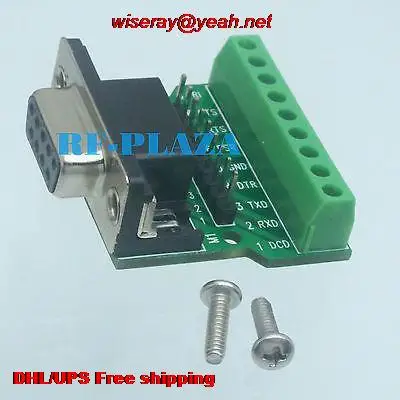 DHL/EUB 100pcs DB9 D-sub jack RS232 9pin header Terminals converter PCB Breakout 1 row screw-A6
DHL/EUB 100pcs DB9 D-sub jack RS232 9pin header Terminals converter PCB Breakout 1 row screw-A6