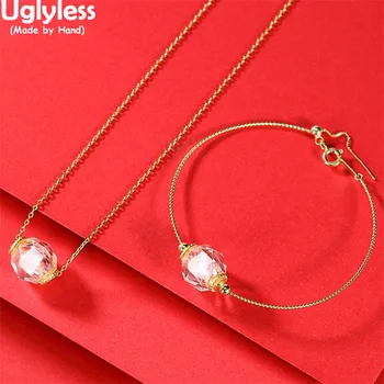 Uglyless Simple Fashion Faceted Crystal Barrel Beads Bracelets Necklaces Sets Ultra-thin Gold Jewelry Sets 925 Silver Pendants 
Uglyless Simple Fashion Faceted Crystal Barrel Beads Bracelets Necklaces Sets Ultra-thin Gold Jewelry Sets 925 Silver Pendants