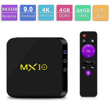 

MX10 Smart TV BOX Android 9.0 Rockchip RK3328 DDR 4 GB Ram 64GB Rom IPTV Smart Set-top Box 4K USB 3.0 HDR H.265 Media Player Box