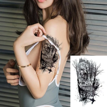 Waterproof Temporary Tattoo Sticker Wolf Crow Bird Forest Tree Black Fake Tatto Flash Tatoo Arm Leg Big Art for Women Men
Waterproof Temporary Tattoo Sticker Wolf Crow Bird Forest Tree Black Fake Tatto Flash Tatoo Arm Leg Big Art for Women Men