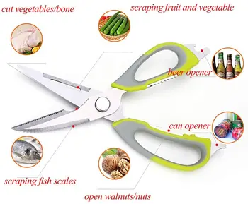 Multifunctional Stainless Steel Sharp Poultry Bone Kitchen Scissor Nutcracker Can Bottle Opener Bone Cutter Cook Tool Shear Cut
Multifunctional Stainless Steel Sharp Poultry Bone Kitchen Scissor Nutcracker Can Bottle Opener Bone Cutter Cook Tool Shear Cut