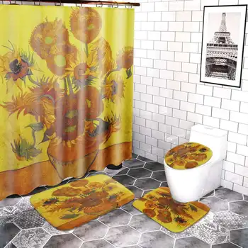 Meigar Sunflower Pattern Waterproof Polyester Shower Curtains Bathroom Curtain Set Toilet Seat Cover Non Slip Bath Floor Mat Set
Meigar Sunflower Pattern Waterproof Polyester Shower Curtains Bathroom Curtain Set Toilet Seat Cover Non Slip Bath Floor Mat Set