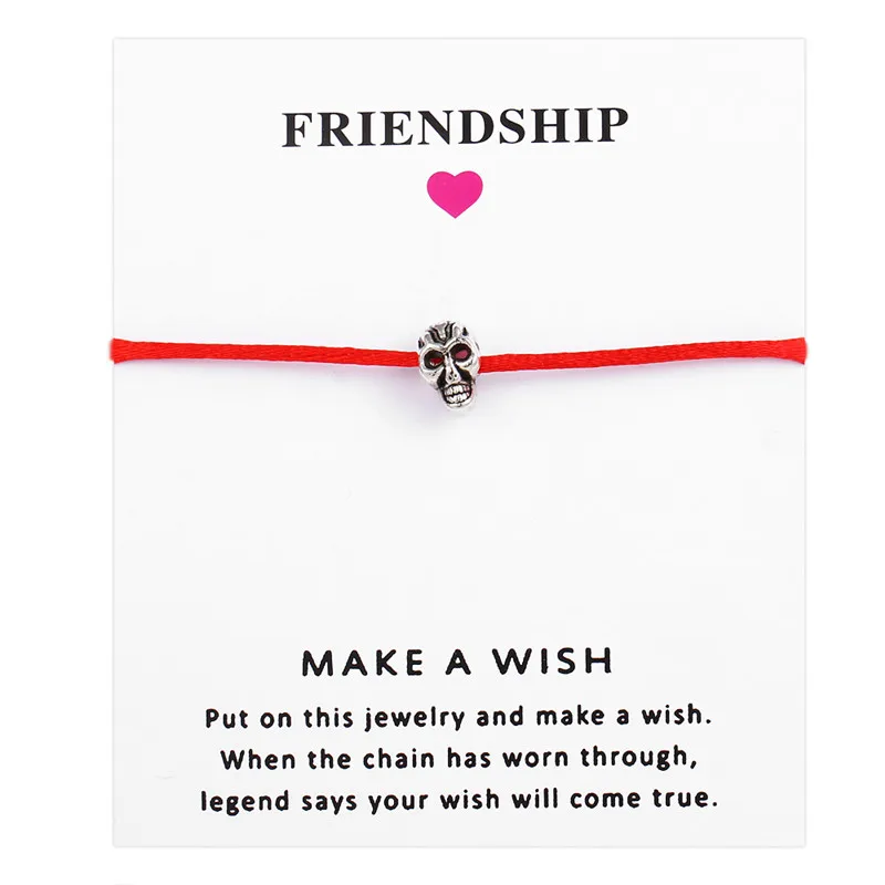 men adjustable lucky red string bracelets wish card jewelry gift