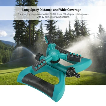 Auto 360 Degree Rotating Lawn Watering Sprinkler Adjustable Irrigation System with Three Arm Sprayer and Nipple Garden Sprinkler 
Auto 360 Degree Rotating Lawn Watering Sprinkler Adjustable Irrigation System with Three Arm Sprayer and Nipple Garden Sprinkler
