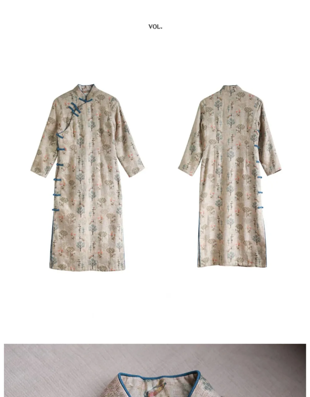 LZJN Long Sleeve Women Chinese Style Dress Stand Collar Vintage Cheongsam 2019 Winter Warm Fleece Qipao High Quality Dress (24)