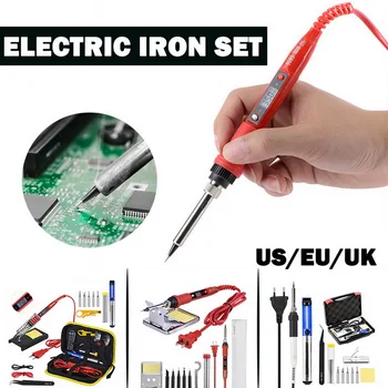 JCD Soldering Iron Kit Adjustable Temperature 80W/60W LCD Solder Welding Tools Ceramic Heater Soldering Tips Desoldering Pump
JCD Soldering Iron Kit Adjustable Temperature 80W/60W LCD Solder Welding Tools Ceramic Heater Soldering Tips Desoldering Pump