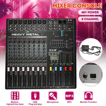 8 Channel Sound Card Mixing Console Digital Audio Mixer MP3 USB Input DSP Digital Effects 48V Phantom Power for Music Recording
8 Channel Sound Card Mixing Console Digital Audio Mixer MP3 USB Input DSP Digital Effects 48V Phantom Power for Music Recording
