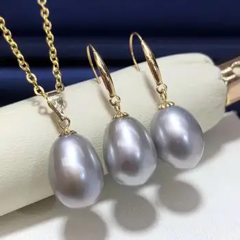 D312 Fine Jewelry 18K Gold 8-11mm Natural Fresh Water Gray Pearls Female's Jewelry Sets for Women FIne Jewelry Sets
D312 Fine Jewelry 18K Gold 8-11mm Natural Fresh Water Gray Pearls Female's Jewelry Sets for Women FIne Jewelry Sets