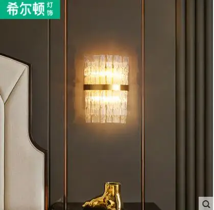 Фото Светильник роскошный постмодерн Хрустальная настенная лампа спальня ТВ фон
