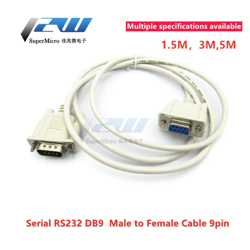 

New Computer Extension Transfer Cable Extender Cable 1.5M 3M 5M Serial RS232 9pin Male to Female DB9 9pin PC Converter