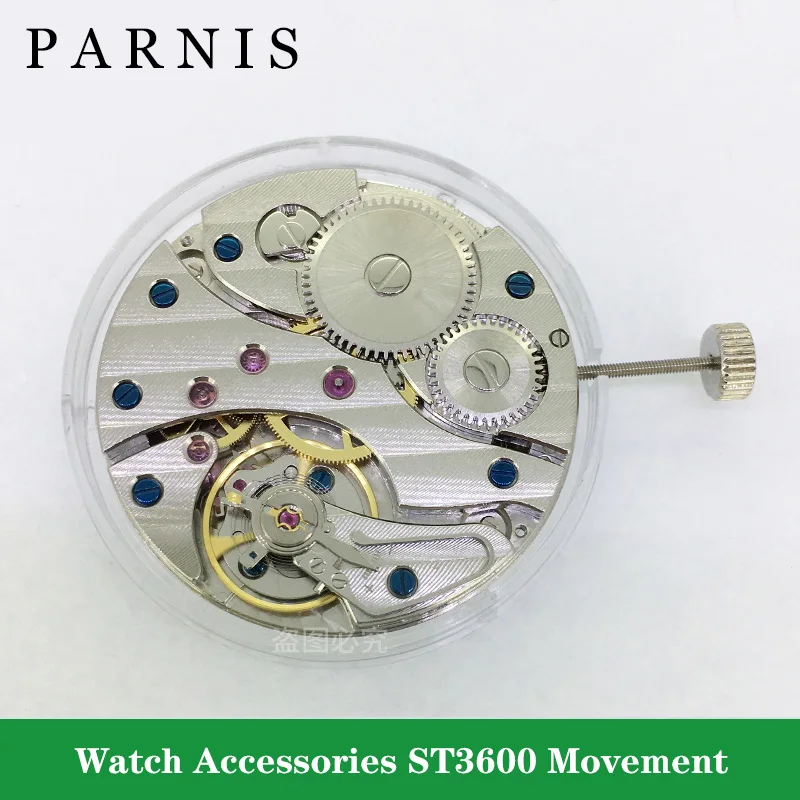 

Parnis 17 Jewels 6497 Swan Neck Mechanical Hand Winding Vitage Mens Watch ST3600 Movement