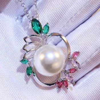 Huitan Big Round Imitation Pearl Pendents Necklace Lotus Shape Colorful Stone Beautiful Women Necklace for Engagement Party Item
Huitan Big Round Imitation Pearl Pendents Necklace Lotus Shape Colorful Stone Beautiful Women Necklace for Engagement Party Item