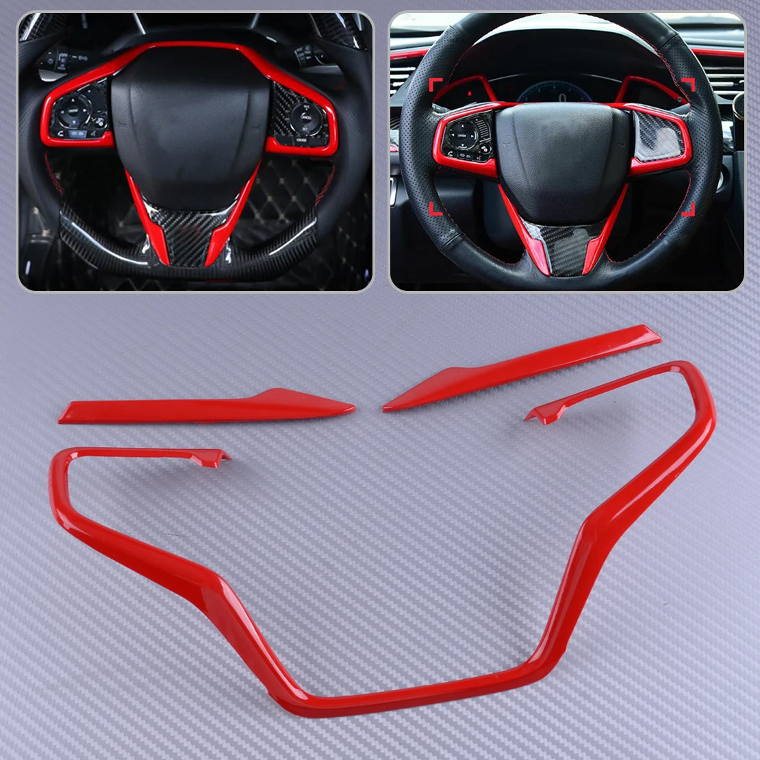 DWCX 3pcs ABS Car Steering Wheel Frame Cover Styling Trim Red Fit For Honda Civic 10th 2016 2017 2018
DWCX 3pcs ABS Car Steering Wheel Frame Cover Styling Trim Red Fit For Honda Civic 10th 2016 2017 2018