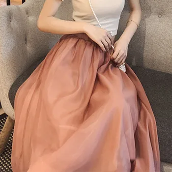 Summer Women Korean Solid Color Skirts Mid-calf High Waist Beach Mesh Tulle Skirt
Summer Women Korean Solid Color Skirts Mid-calf High Waist Beach Mesh Tulle Skirt