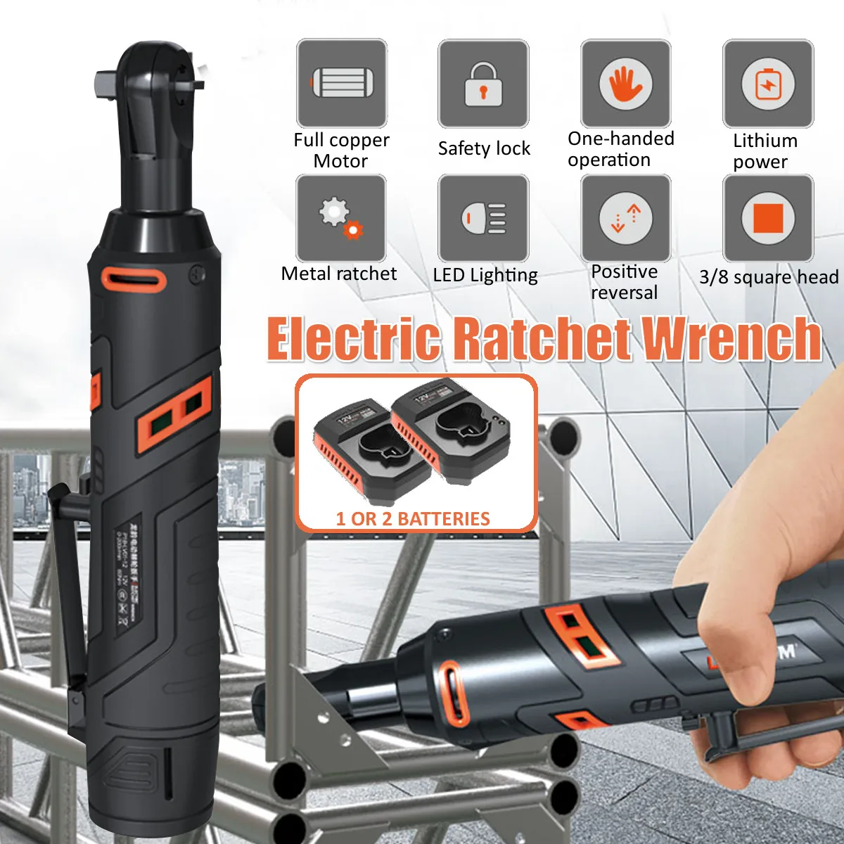 Electric Wrench Kit 3/8 Cordless Ratchet Wrench Rechargeable Scaffolding 60NM Torque Ratchet with LED Working Light
Electric Wrench Kit 3/8 Cordless Ratchet Wrench Rechargeable Scaffolding 60NM Torque Ratchet with LED Working Light
