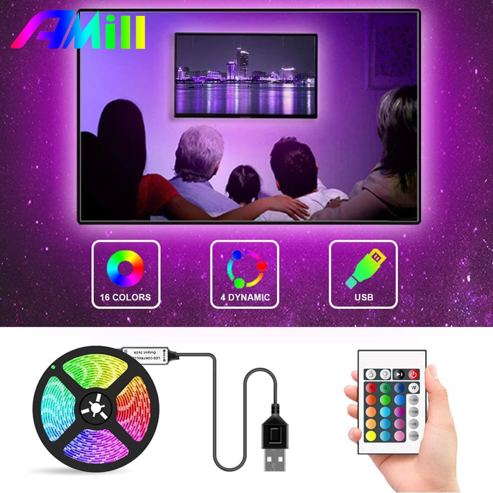 AMill RGB TV Backlight LED USB Powered TV Ambilight SMD 5050 For 24-60 Inch TV Mirror PC 1M 2M 5M Remote Control Led Strip Light
AMill RGB TV Backlight LED USB Powered TV Ambilight SMD 5050 For 24-60 Inch TV Mirror PC 1M 2M 5M Remote Control Led Strip Light