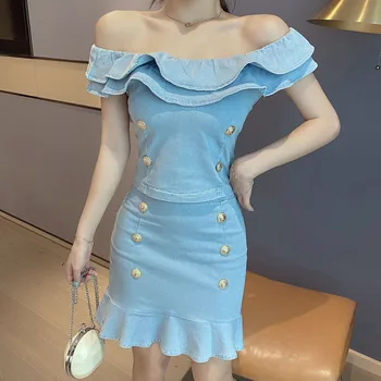 2 Piece Sets Womens Outfits Off Shoulder Ruffles Solid Crop Top And Mini Bodycon Skirt Set 2020 Summer Casual Two Piece Set
2 Piece Sets Womens Outfits Off Shoulder Ruffles Solid Crop Top And Mini Bodycon Skirt Set 2020 Summer Casual Two Piece Set