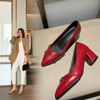 YQBTDL Vintage Women Heels Pointed Toe Rivet Cross Strap Slip on Block Heel Shoes Wine Red Black Office Dress Ladies Pumps 2020
YQBTDL Vintage Women Heels Pointed Toe Rivet Cross Strap Slip on Block Heel Shoes Wine Red Black Office Dress Ladies Pumps 2020