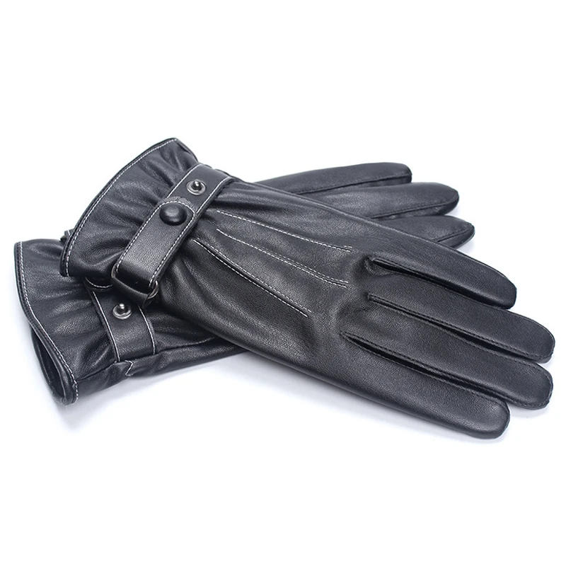 Фото Новые кожаные перчатки для мужчин зимние плюс бархат утолщение вождения