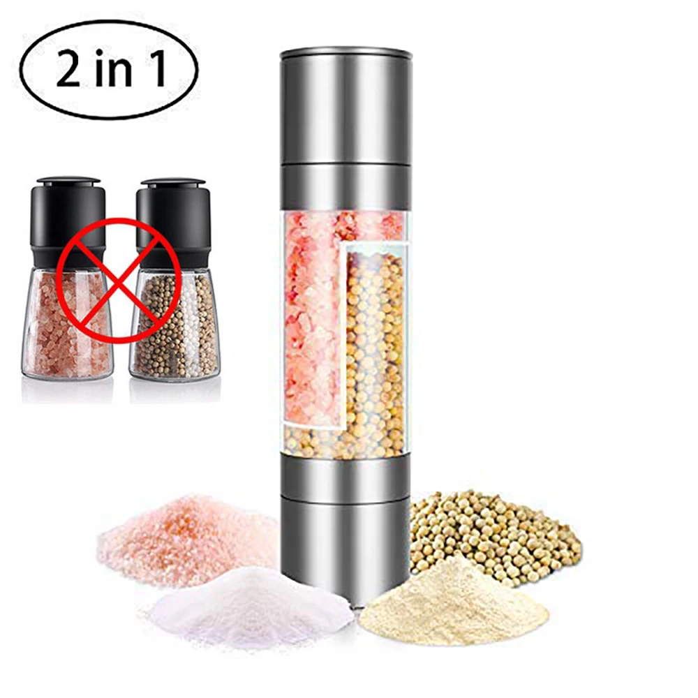 2 in 1 Seasoning Grinding Stainless Steel Manual Pepper Grinder Salt & Pepper Mill Grinder Kitchen Tools Accessories for Cooking
2 in 1 Seasoning Grinding Stainless Steel Manual Pepper Grinder Salt & Pepper Mill Grinder Kitchen Tools Accessories for Cooking