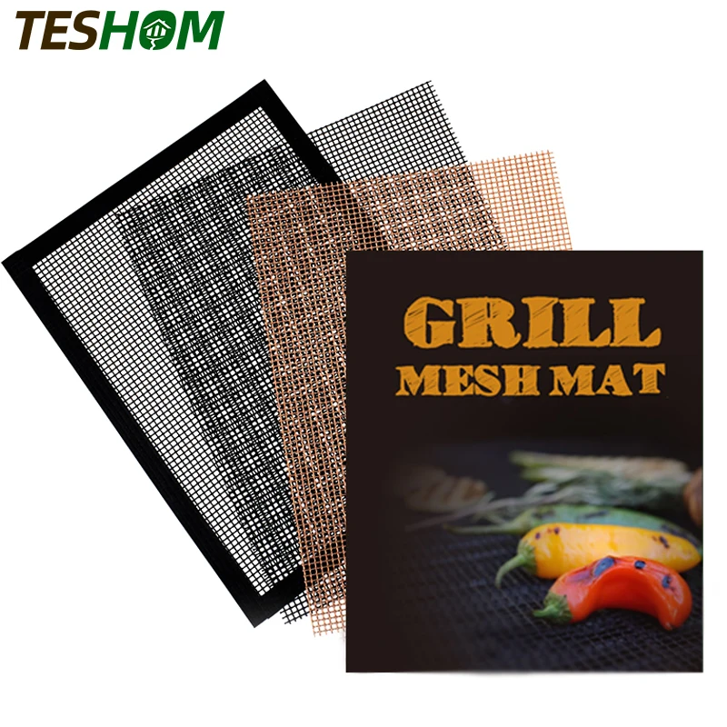 1PC Nonstick Grill Mesh Mats Barbecue Grilling High Security Grid Shape BBQ Mat with Heat Resistance For Outdoor Activities |