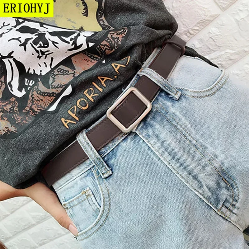 Non-hole square buckle ladies belt female simple and versatile Korean retro fashion black trouser belt female Korean student 
Non-hole square buckle ladies belt female simple and versatile Korean retro fashion black trouser belt female Korean student