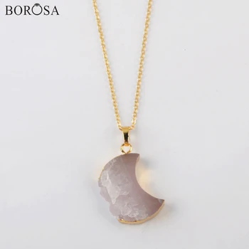 Crescent Moon Natural Agates Pendant Necklace for Women Gold Color Raw Crystal Quartz Necklace Charms Statement Necklace G1963-N
Crescent Moon Natural Agates Pendant Necklace for Women Gold Color Raw Crystal Quartz Necklace Charms Statement Necklace G1963-N