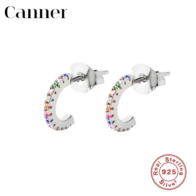 C-type Rainbow Crystal Ladies Earrings for Women Simple 925 Sterling Silver Single Row Zircon Mini Stud Earrings Fashion Jewelry
C-type Rainbow Crystal Ladies Earrings for Women Simple 925 Sterling Silver Single Row Zircon Mini Stud Earrings Fashion Jewelry